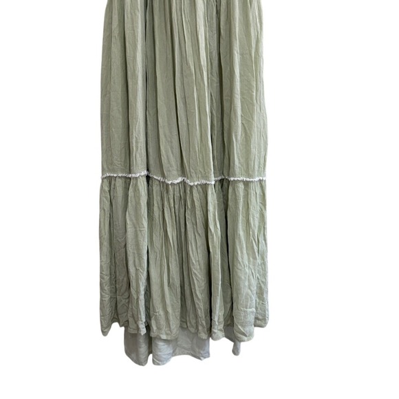 Rachel Zoe Sage Green Sleeveless Tiered Maxi Dress Bohemian Cottagecore Size 4 - Picture 3 of 7